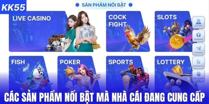 Các sản phẩm nổi bật mà nhà cái đang cung cấp